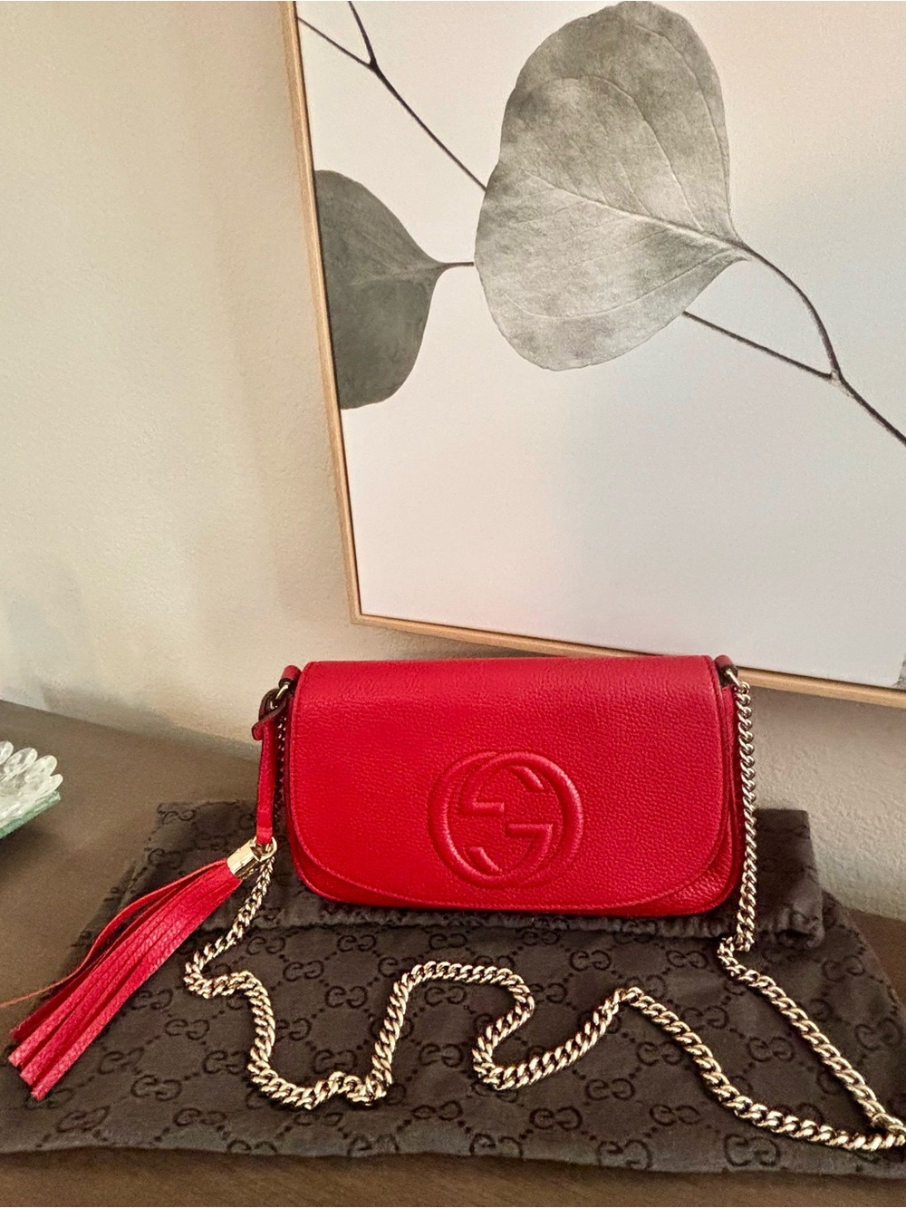 Gucci Red Soho Disco Leather Crossbody with Tassel